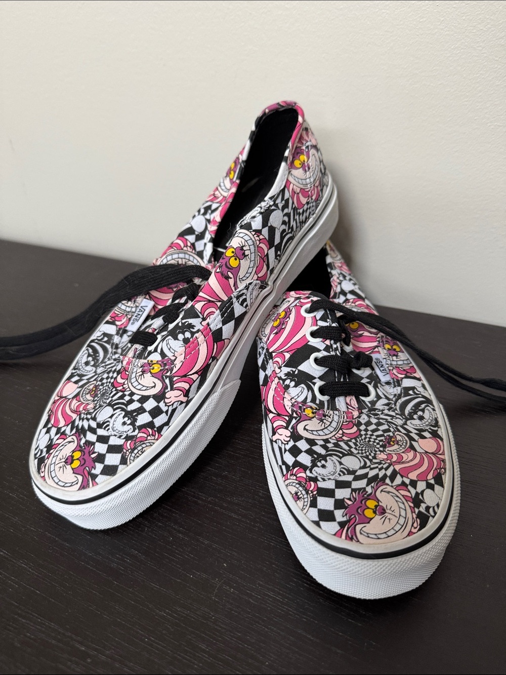 Vans Pink & Black Checkerboard Cheshire Cat Sneakers